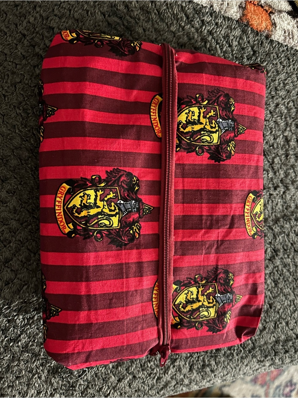 Hand Crafted Red and Yellow Gryffindor Crest Cosmetic Pouch